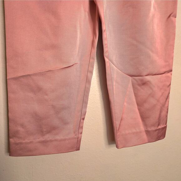 A.L.C. Pink Wool Blend Pleated Crop Trouser Size 2 Italian Fabric Sateen Chic - Picture 5 of 9